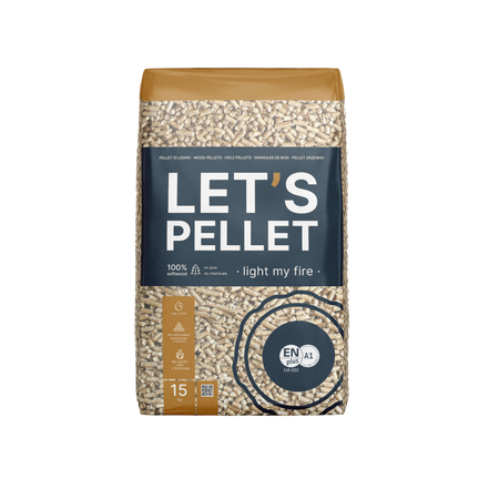 sac de pellets premium de la marque Let'sPellet vendu par Pellet Burn Geraardsbergen.